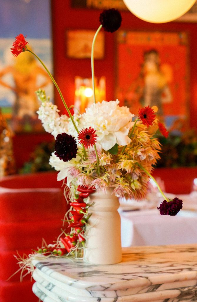 flower vase arrangement restaurant