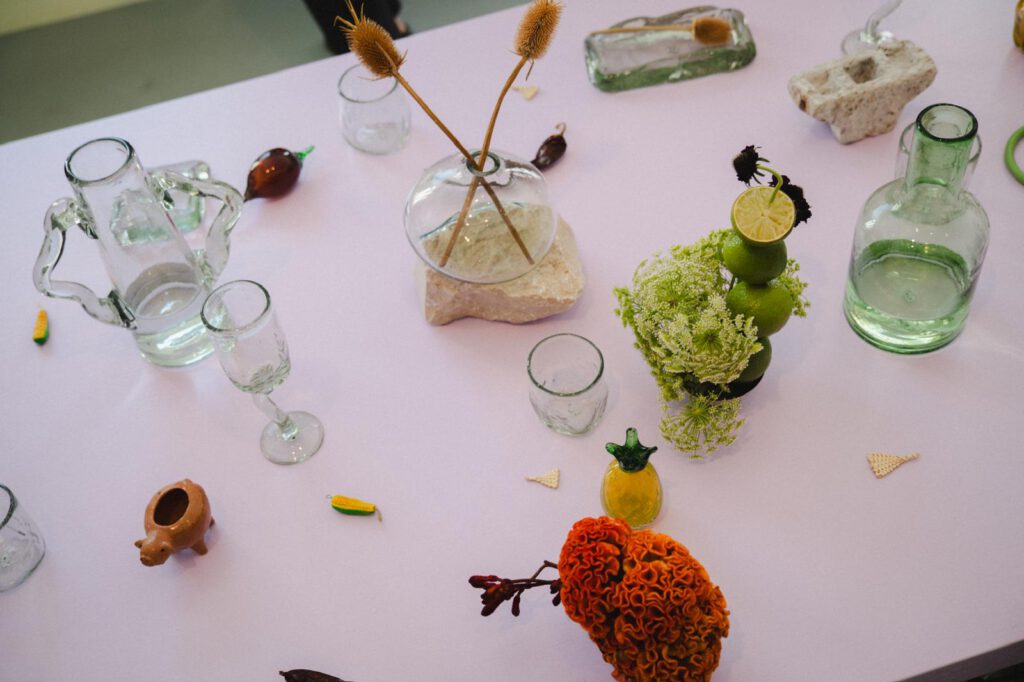 fruit and flower arrangement tablesetup